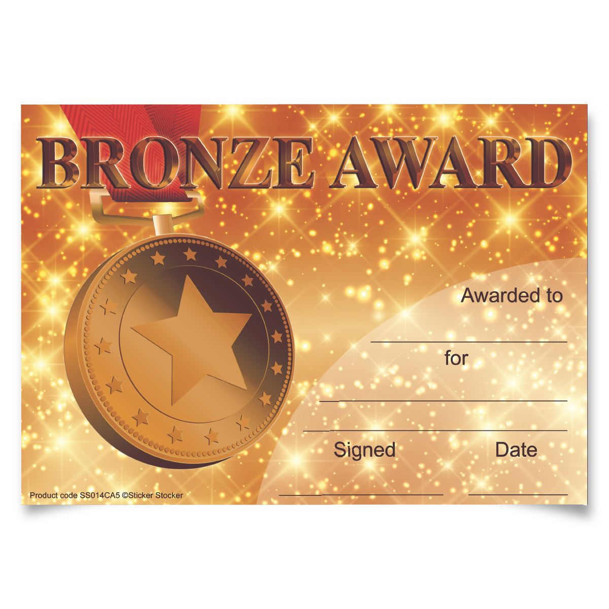 30 Bronze Award Certificates for school teachers, 250gsm A5 silk finish card