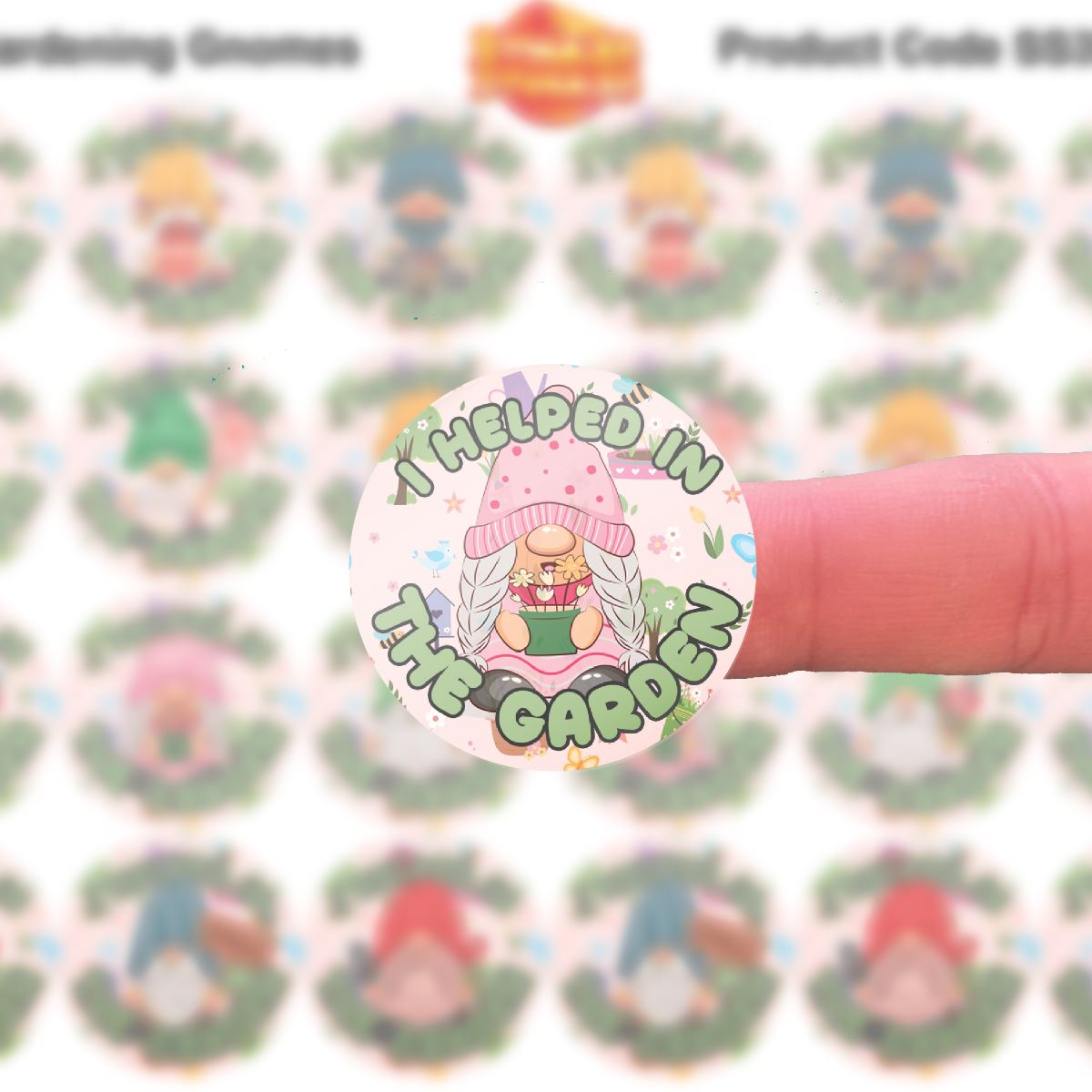 144 Gardening Gnomes 30mm Reward Stickers for Teachers or Parents