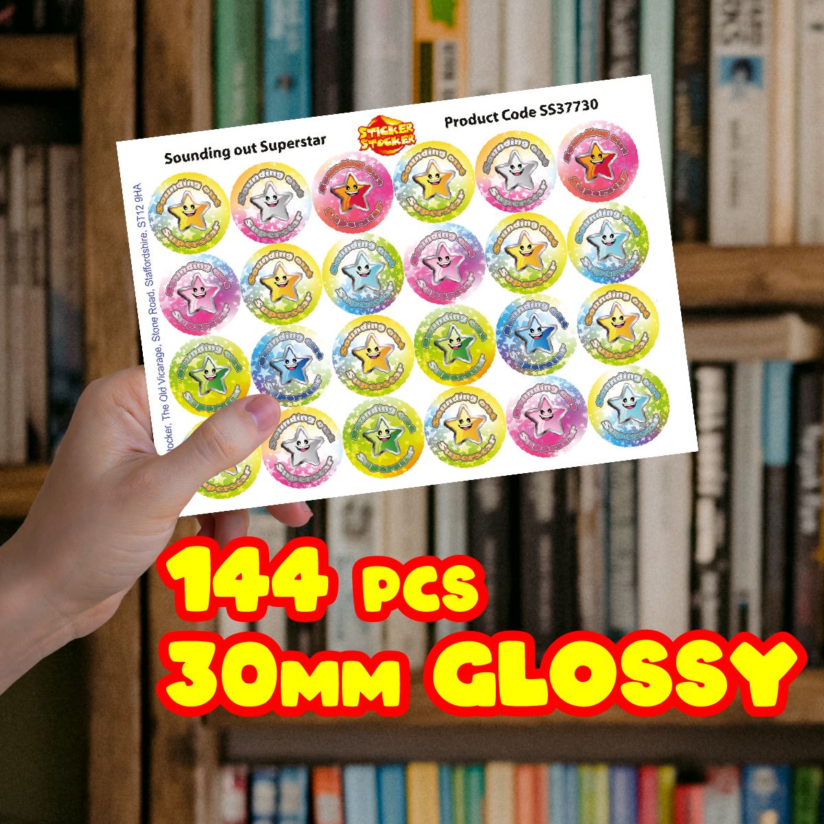 144 Sounding out Superstar 30mm Reward Stickers for School Teachers, Parents