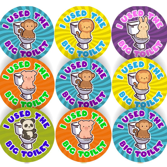 144 I Used The Big Toilet 30mm Reward Stickers for Schools, Nurseries, Parents for Potty Training