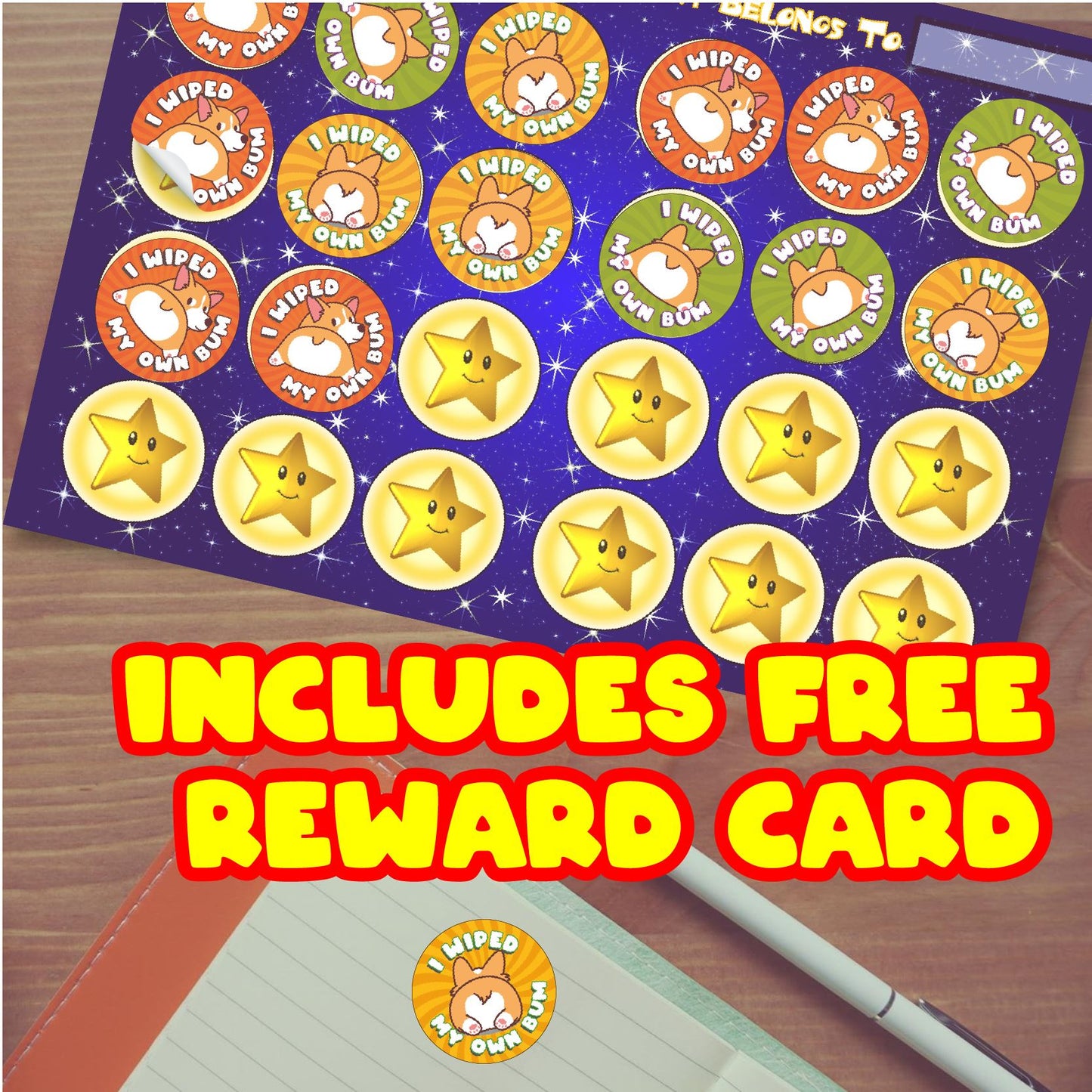 144 I Wiped My Own Bum Reward Stickers 30mm Toddler Training Reward Stickers for Teachers or Parents