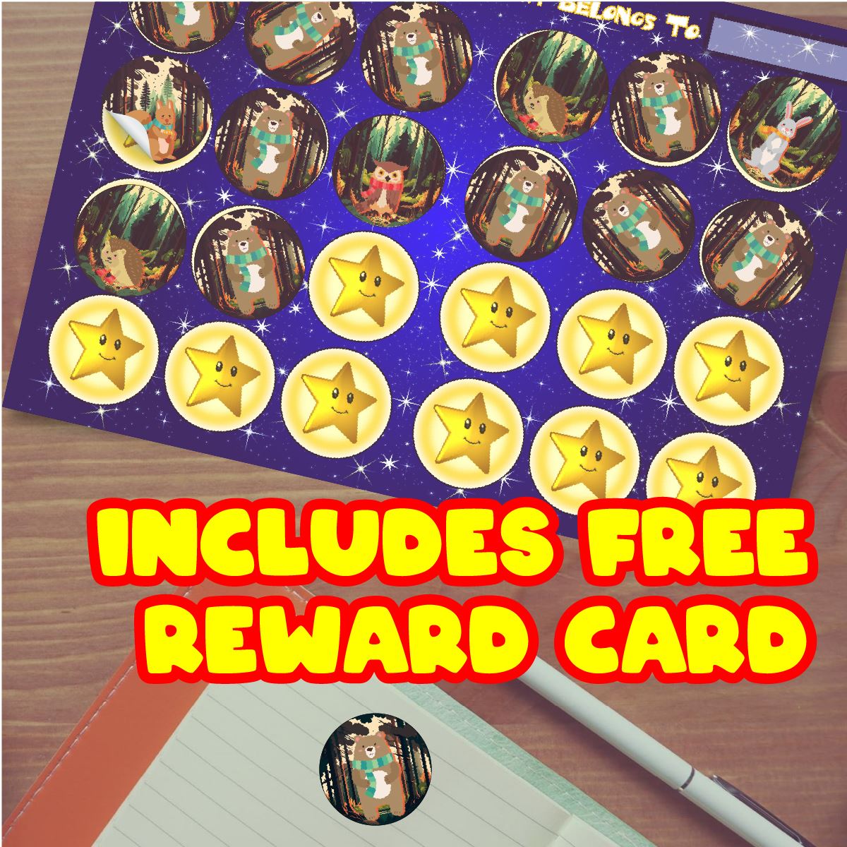 144 Forest Animals 30mm Children's Reward Stickers for Teachers or Parents