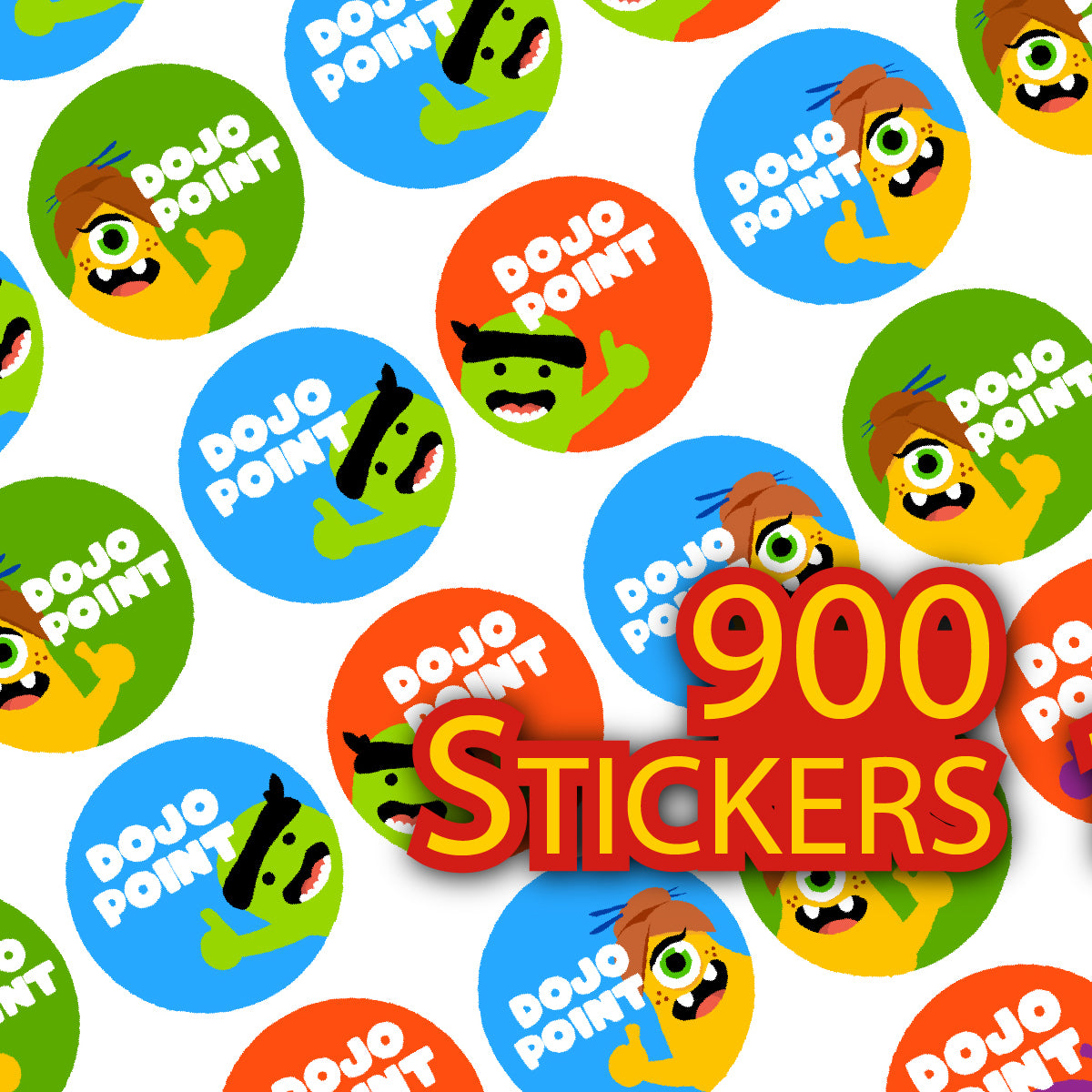 900 Mini Dojo 10mm Glossy Teacher Reward Stickers Spot Stickers Journal Stickers