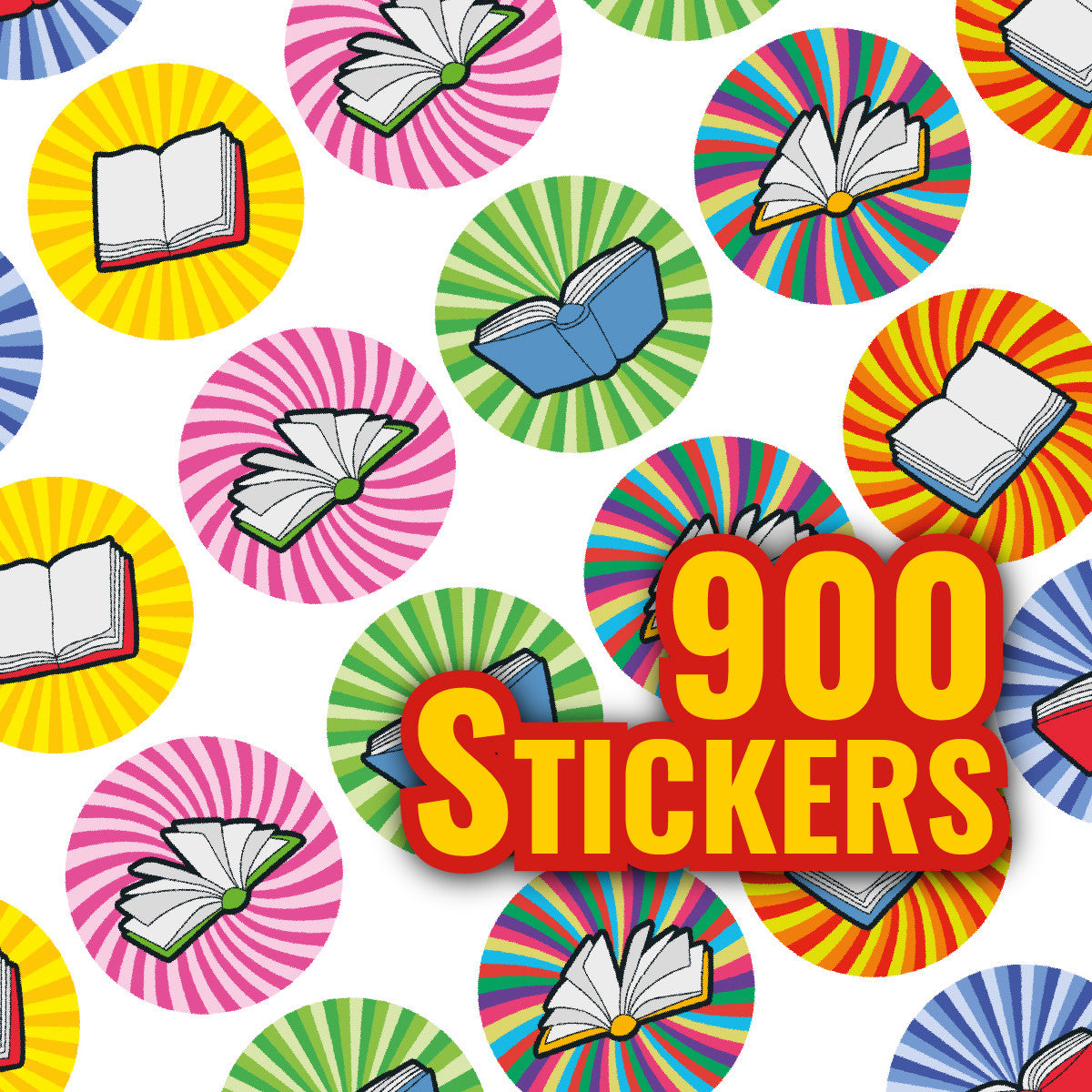 Sticker Stocker - 900 Mini Reading Award Book Dot 10mm Spot Reward Stickers for Teachers and Planner Charts