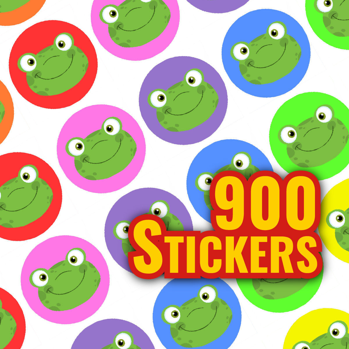 Sticker Stocker 900 Colourful Mini Frog Faces 10mm Spot Reward Stickers for Teachers and Planner Charts