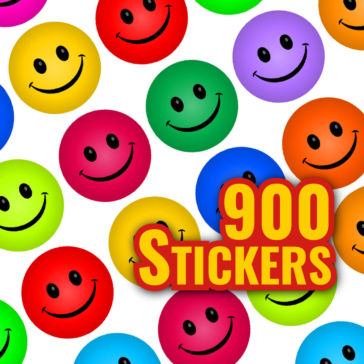 Sticker Stocker - 900 Colourful Mini Smiling Faces Dots 10mm Glossy Spot Stickers - Journal Tracker Stickers