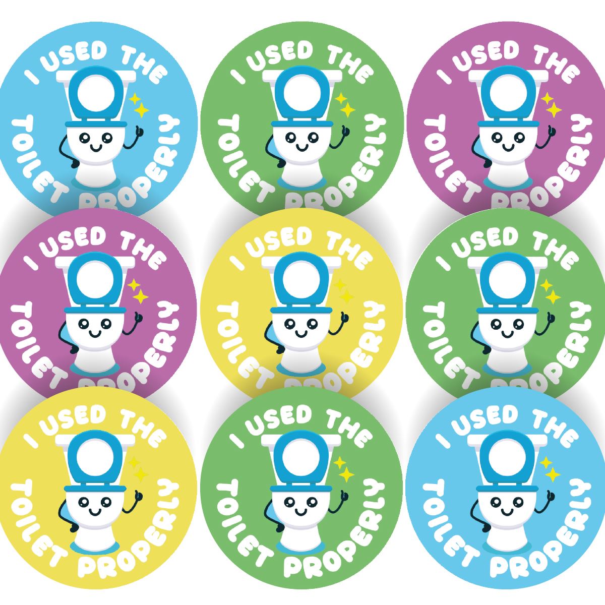 144 I used the toilet properly 30mm Potty Training Reward Stickers for Teachers or Parents