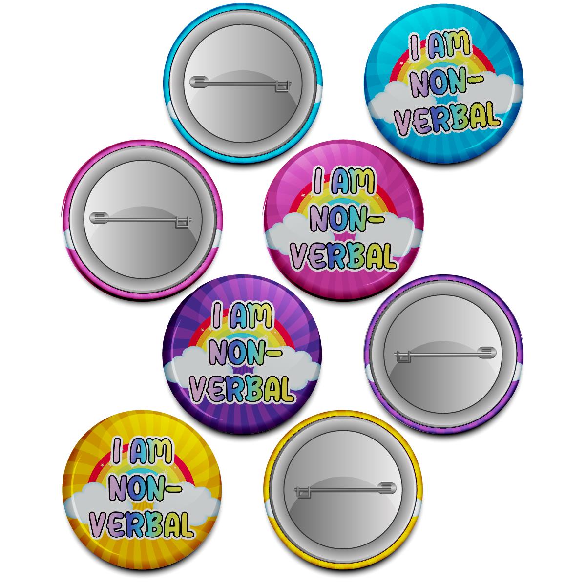 20 x I Am Non-Verbal Button Badges (Pack of 20 Pin Badges - 38mm)