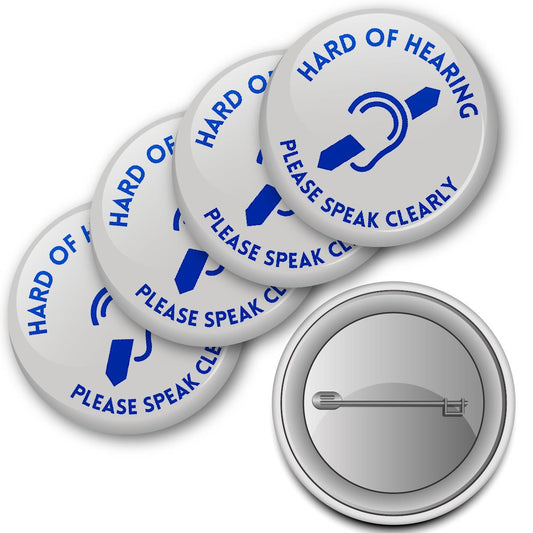 20 x Hard of Hearing Awareness Button Badges (Pack of 20 Pin Badges - 38mm)