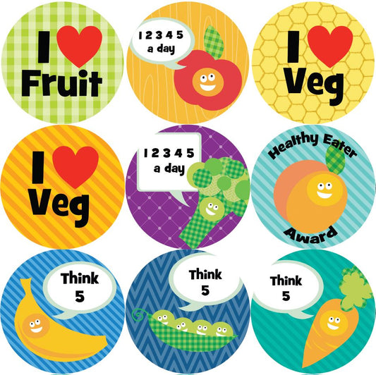 144 5 A Day 30mm Children's Clean Plate Reward Stickers for Teachers or Parents