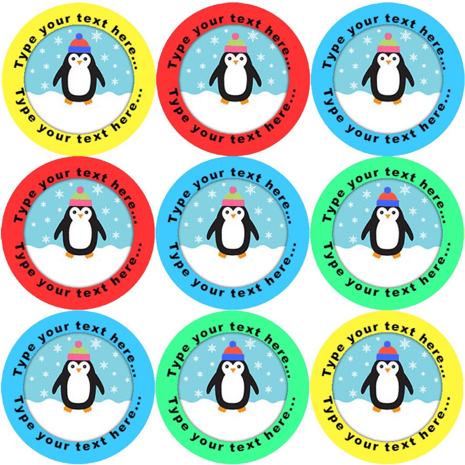 144 Personalised Penguins 30mm Reward Stickers for School Teachers, Parents and Nursery