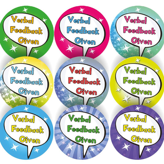 144 Verbal Feedback Given 30mm Reward Stickers for Teachers, Parents