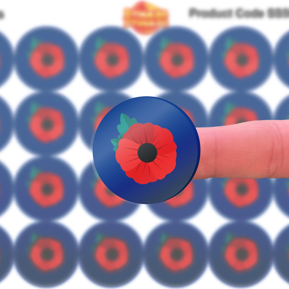 144 Poppy 30mm Reward Stickers for Schools, Remembrance