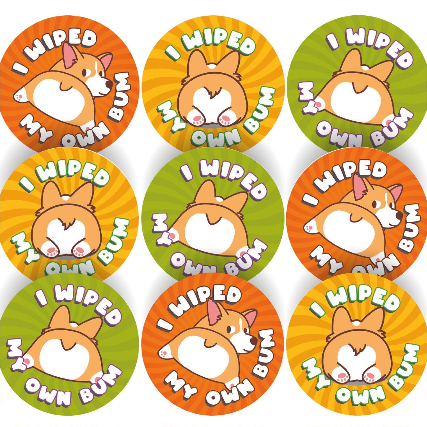 144 I Wiped My Own Bum Reward Stickers 30mm Toddler Training Reward Stickers for Teachers or Parents