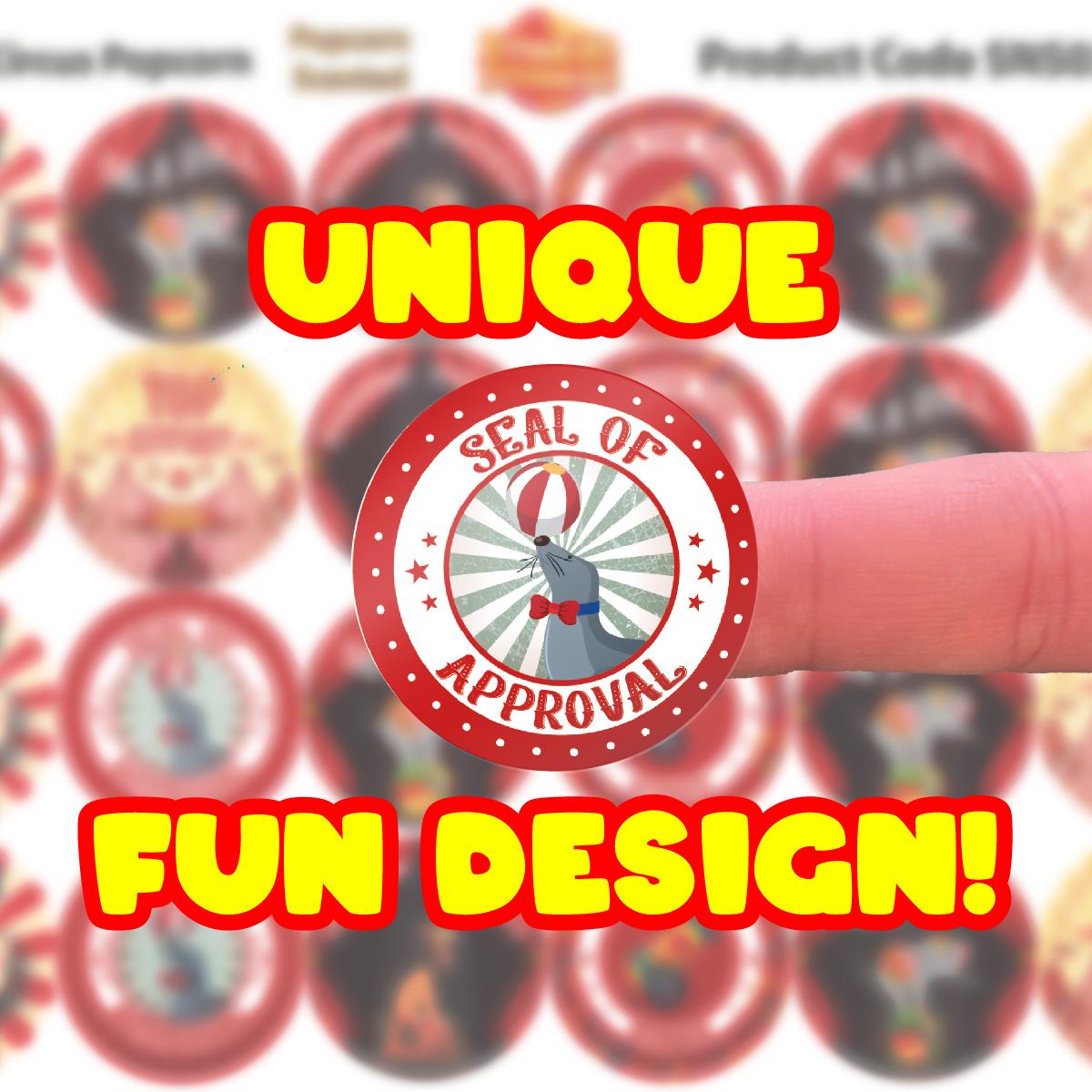 120 Popcorn Circus 30mm Popcorn Scented Reward Stickers for Teachers, Parents and Party Bags