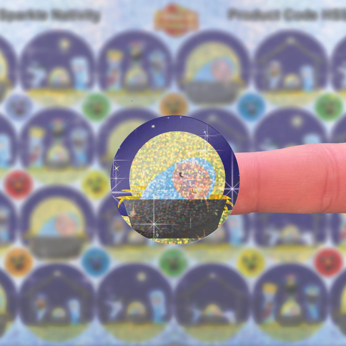 96 Sparkle Nativity Stickers 30mm + 60 Free Sparkle Smiles Reward Stickers for Teachers, Parents and Schools