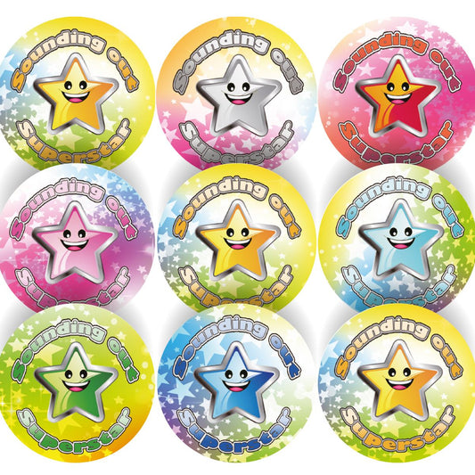 144 Sounding out Superstar 30mm Reward Stickers for School Teachers, Parents