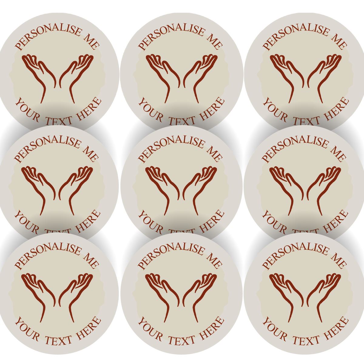 144 Hands Personalised 30mm Reward Stickers for School Teachers