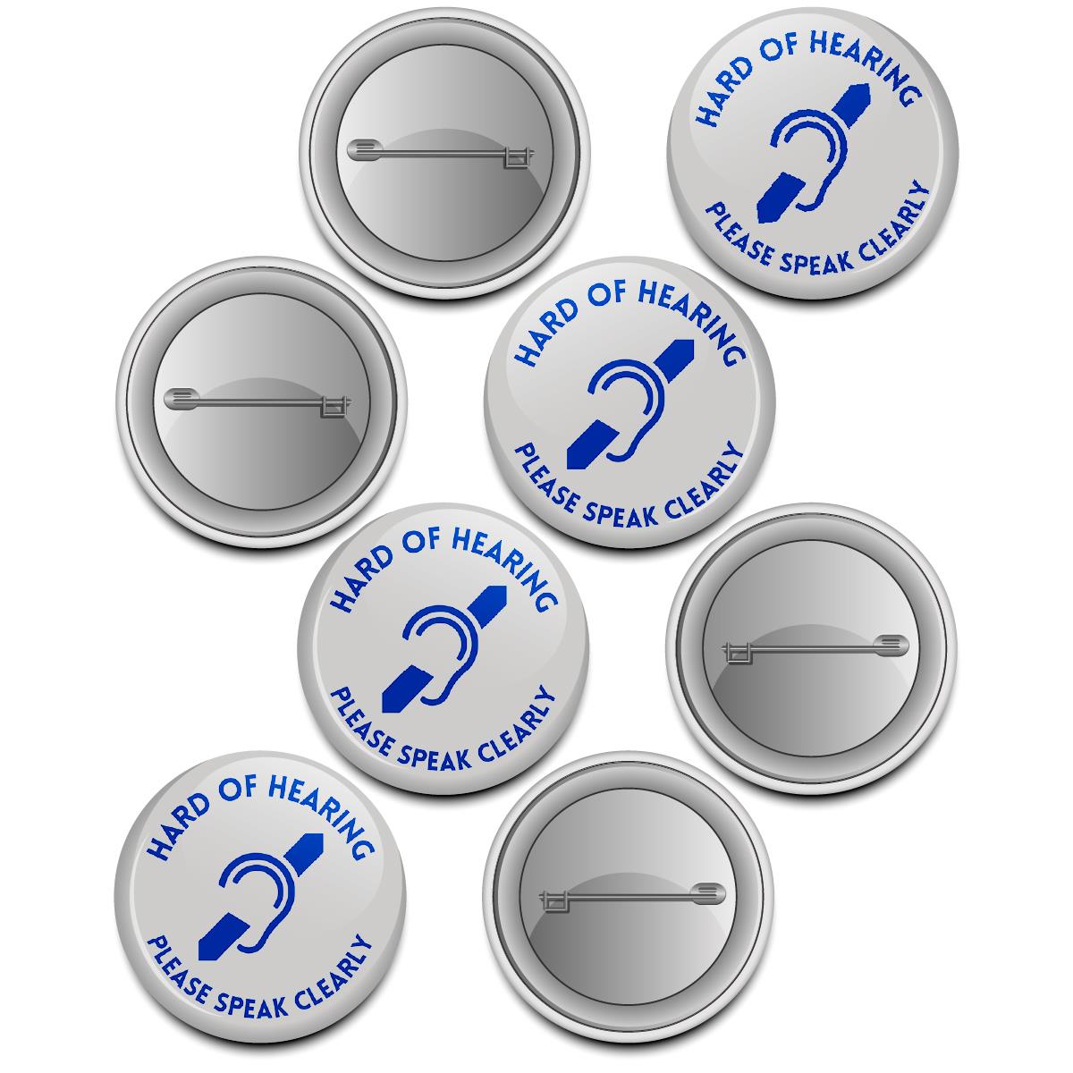 20 x Hard of Hearing Awareness Button Badges (Pack of 20 Pin Badges - 38mm)