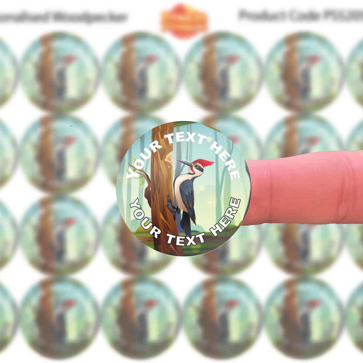 144 Personalised Woodpecker Bird 30mm Reward Stickers for School Teachers, Parents and Nursery