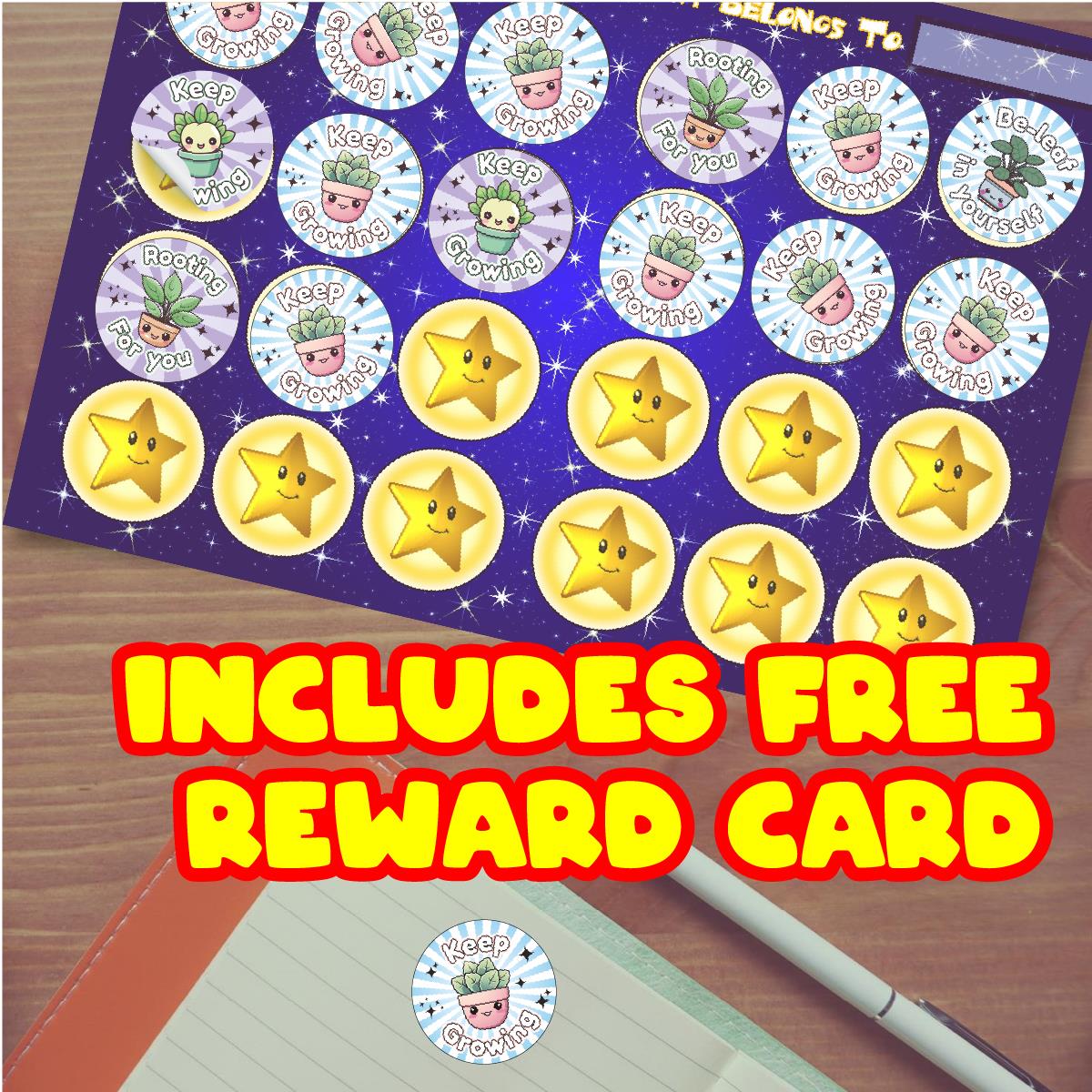 144 Positive Plants Reward Stickers 30mm Positivity Reward Stickers for Teachers or Parents