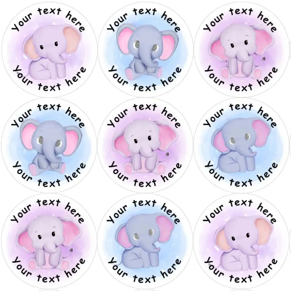 144 pink and blue elephants Personalised Teacher Reward Stickers ...