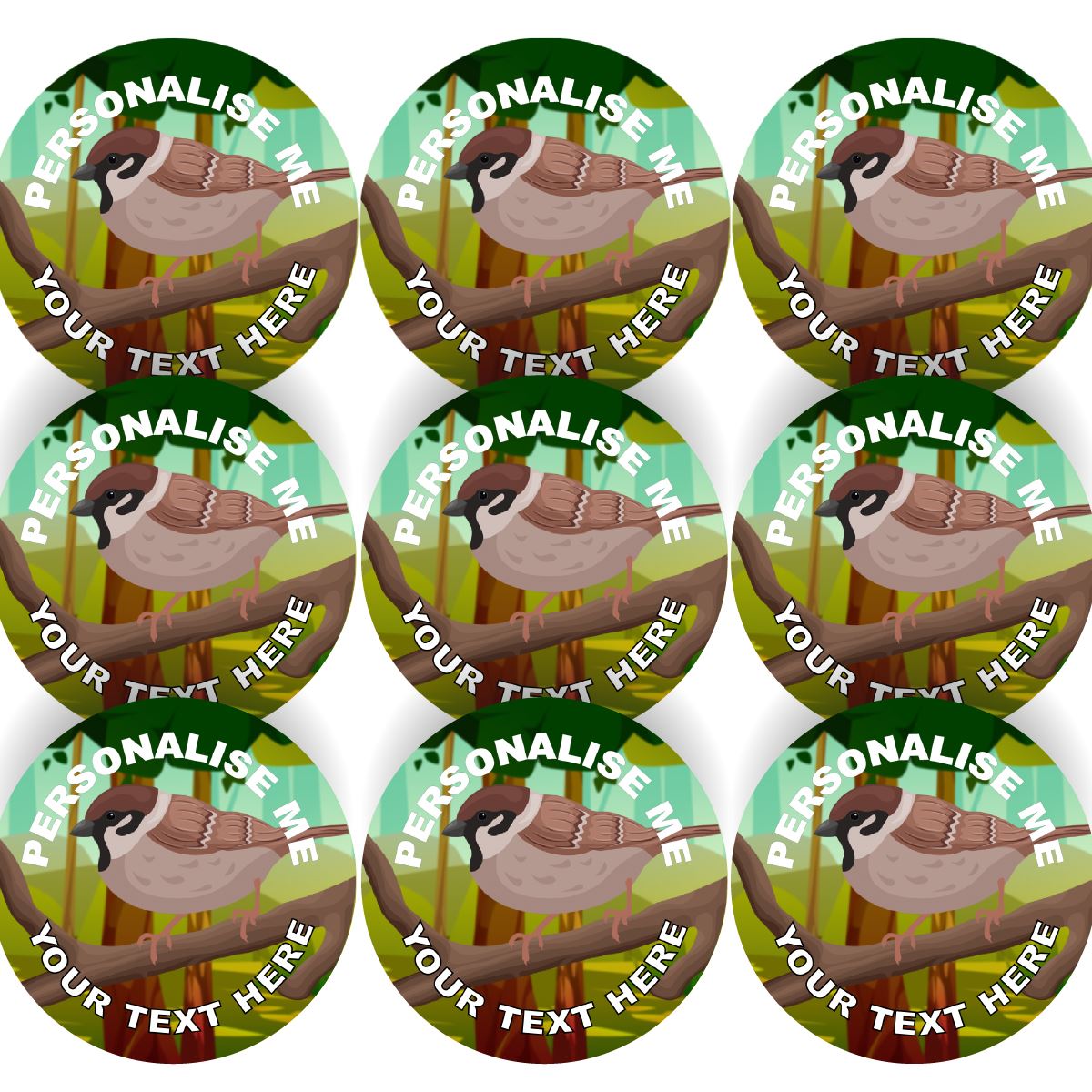 144 Personalised Sparrows 30mm Bird Reward Stickers for School Teachers, Parents and Nursery