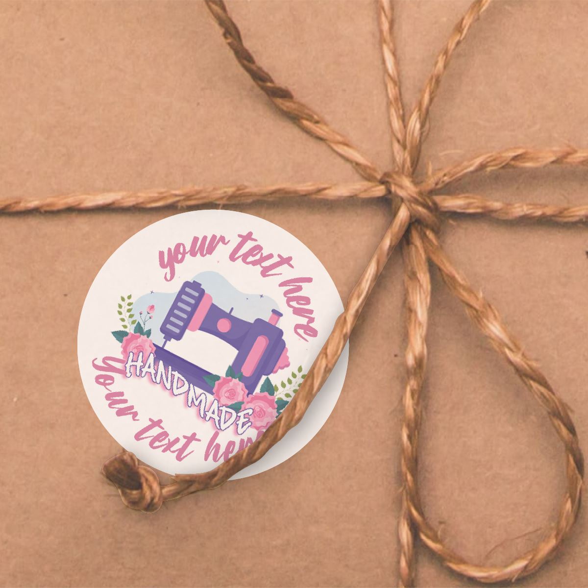 144 Personalised Handmade with Love Sewing 30mm Glossy Stickers Labels