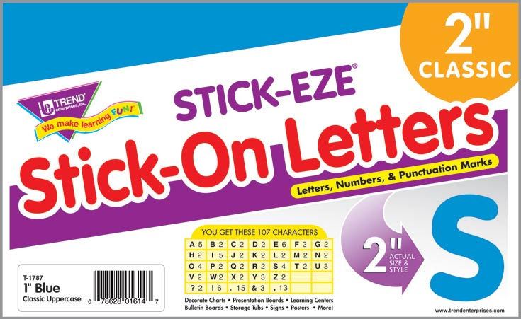 107 Blue alphabet 2-Inch Stick on Letters STICK-EZE stickers
