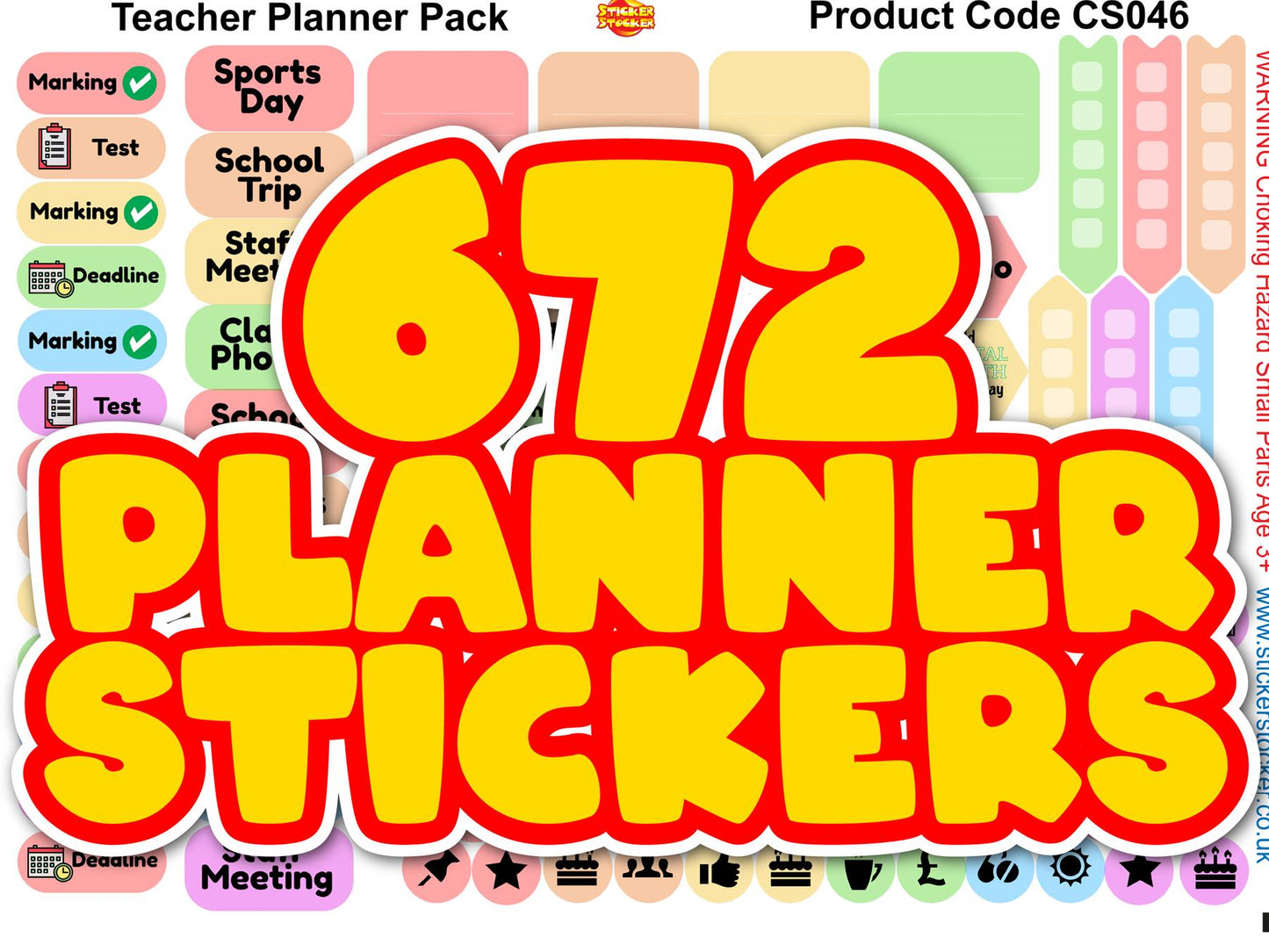 672 Teacher Planner Stickers, Daily Routine Organiser Journal Stickers