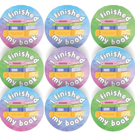 144 I Finished My Book Reward Stickers 30mm Positivity Reward Stickers for Teachers or Parents
