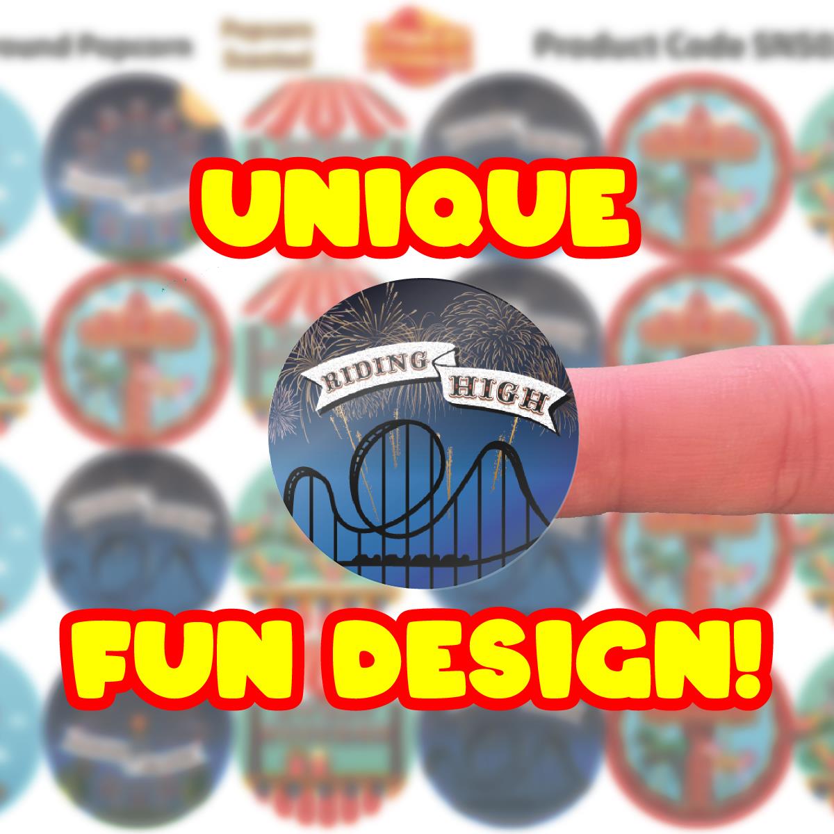 120 Popcorn Fairground 30mm Popcorn Scented Reward Stickers for Teachers, Parents and Party Bags