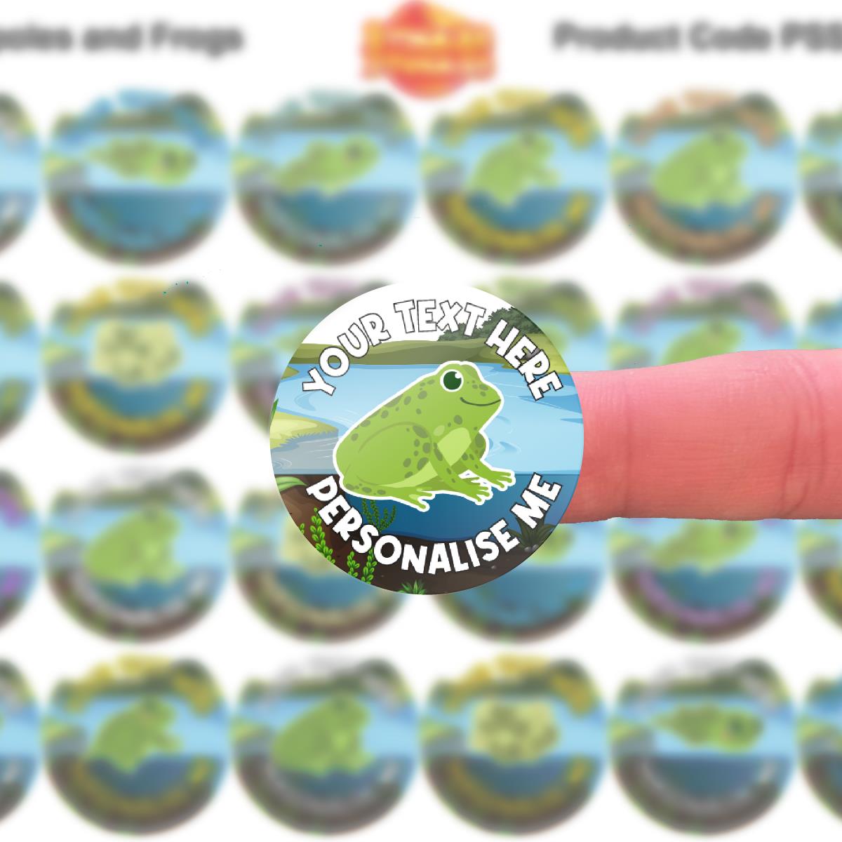 144 Personalised Tadpoles and Frogs 30mm Reward Stickers for School Teachers, Parents
