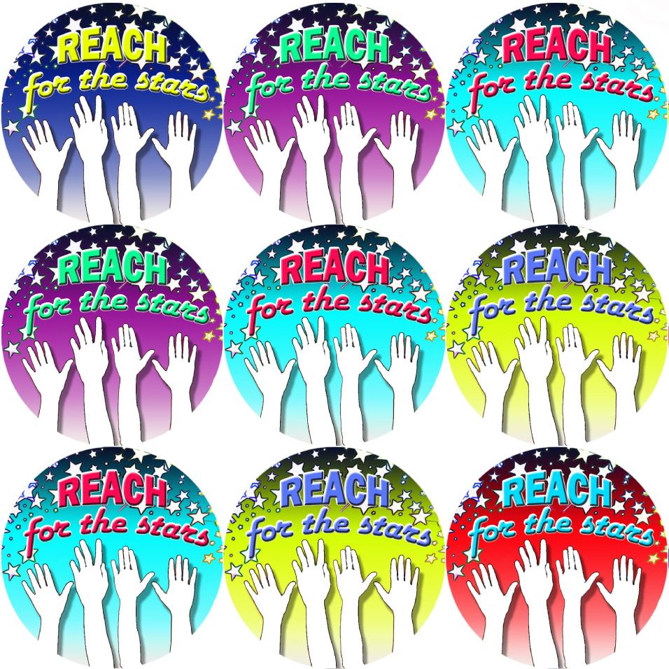 144 Reach for the Stars 30mm Reward Stickers for Teachers or Parents
