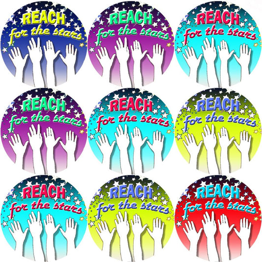 144 Reach for the Stars 30mm Reward Stickers for Teachers or Parents