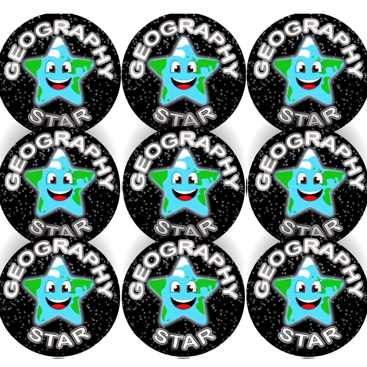144 Star Geography - 30mm - Glossy Reward Stickers for Teachers & Parents