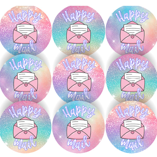 144 Happy Mail 30mm Stickers Glossy Crafting Gift Packaging Seal Labels Small Business