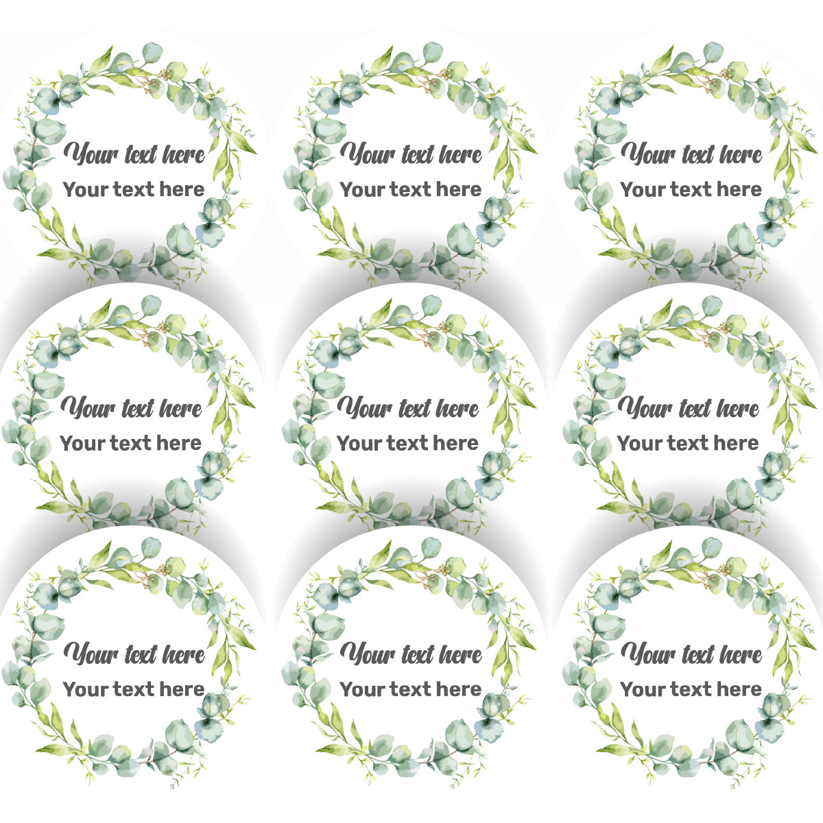 144 Floral Wreath Personalised 30mm Stickers Events, Weddings, Crafts, Engagement