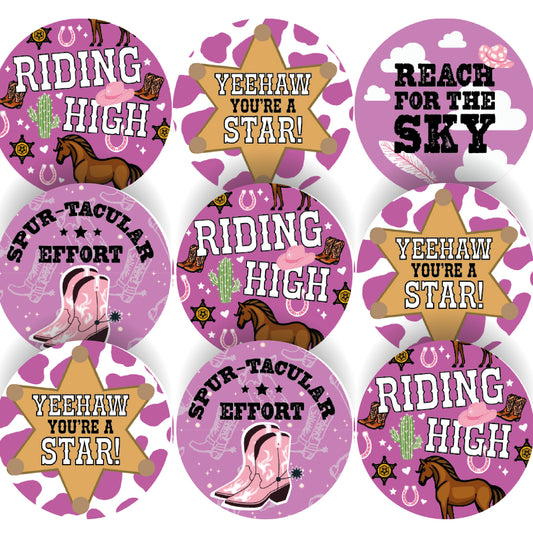 144 Cowgirl Pink Praise 30mm Reward Stickers for Schools, Teachers, Parents and Nurseries