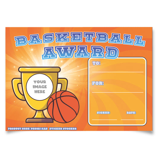 Personalised Basketball Award certificates for school teachers, 250gsm A5 silk finish Photo Paper