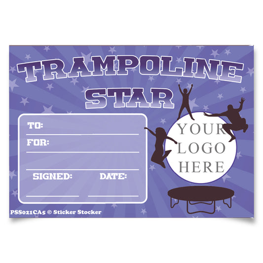 Personalised Trampoline Star certificates for school teachers, 250gsm A5 silk finish Photo Paper