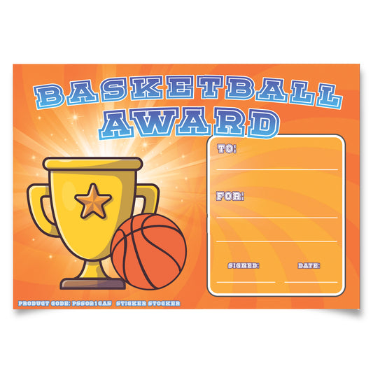 Personalised Basketball Award certificates for school teachers, 250gsm A5 silk finish Photo Paper