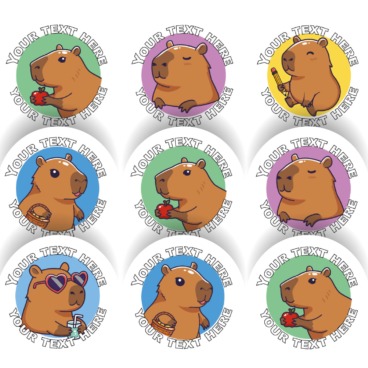 144 Personalised Capybara 30mm Reward Stickers For Children, Parents and Teachers