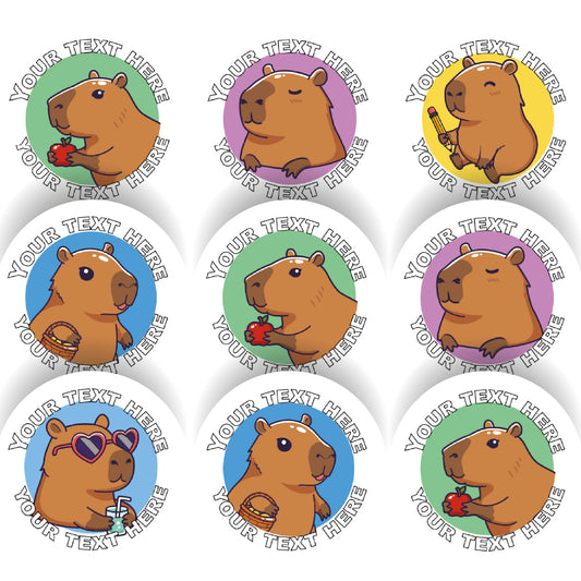 144 Personalised Capybara 30mm Reward Stickers For Children, Parents and Teachers
