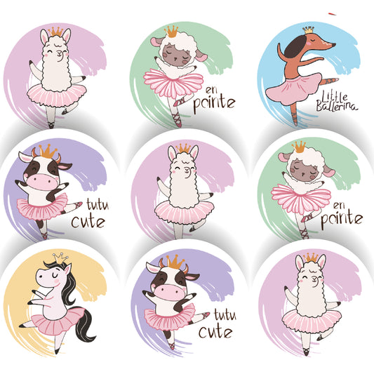 144 Animal Ballet Praise Words - 30mm - Glossy Reward Stickers for Teachers & Parents