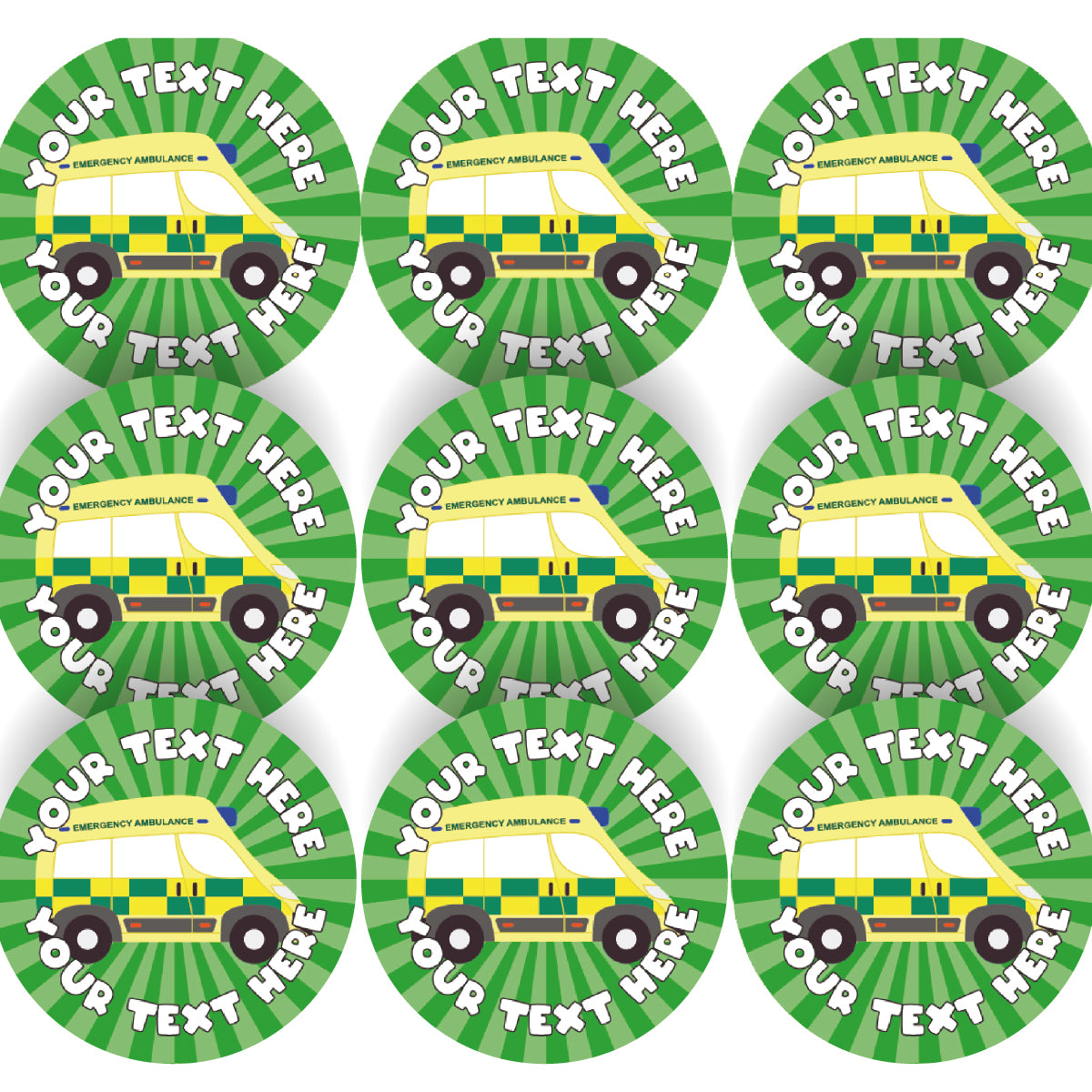 144 Personalised Ambulance 30mm Reward Stickers for Children, Parents and Schools