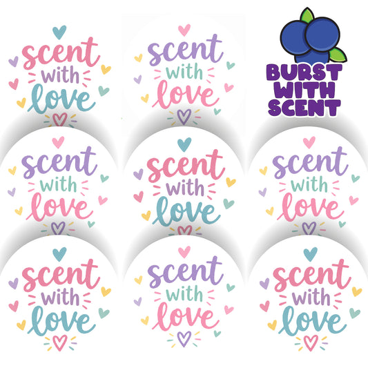 120 Scent With Love 30mm Mixed Berry Scented Stickers for Small Businesses, Crafters