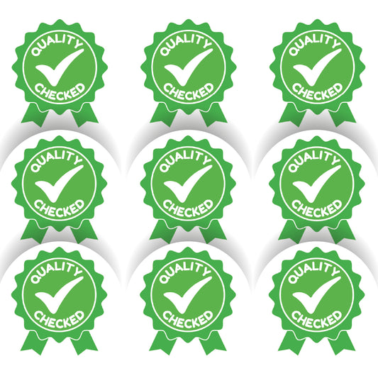 144 Quality Checked Tick 30mm Glossy Stickers Product Gift Packaging Seal Labels