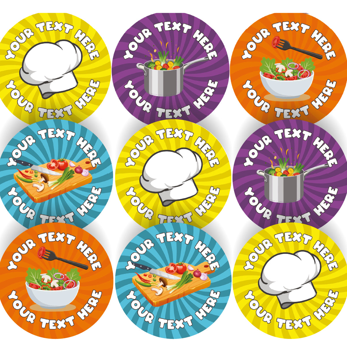 144 Personalised Food Technology & Cooking 30mm Reward Stickers for School Teachers, Parents