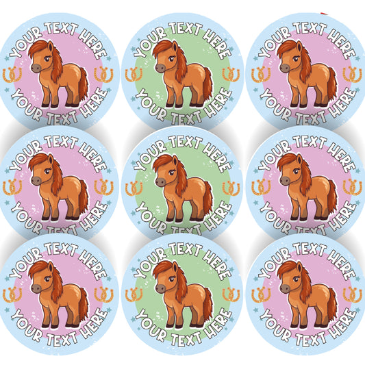 144 Personalised Pony Club 30mm Reward Stickers for Horse Riding Schools, Party Bag, Parents